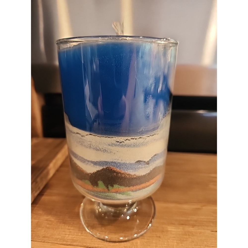 NEW Dessert Sand Art Candle Vintage Retro Mountains Clouds Unused